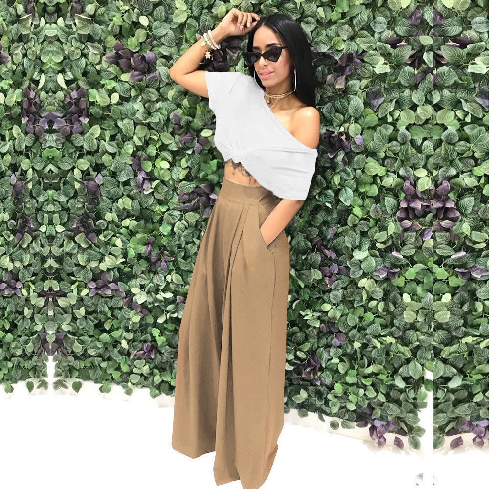 Stylish flared wide-leg casual pants