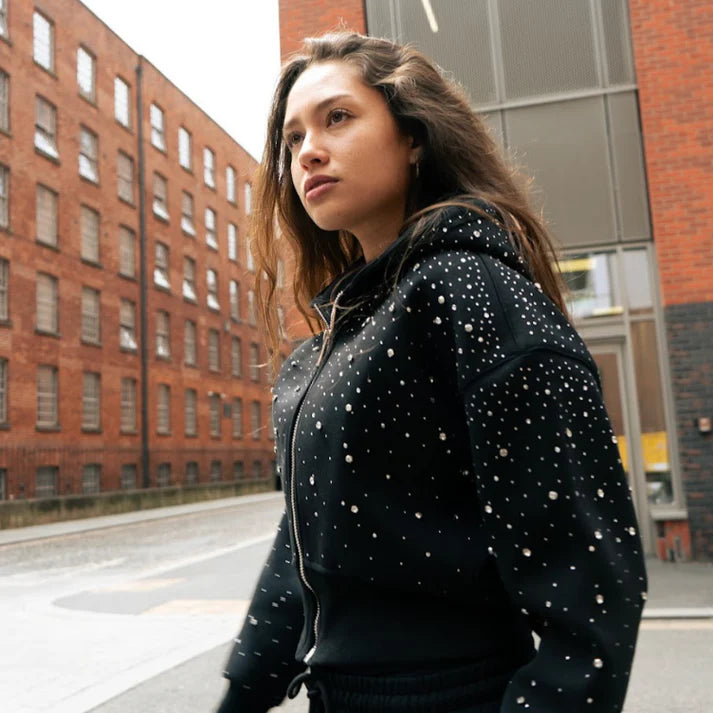 Luxury Rhinestone Fashion Cardigan Hoodie