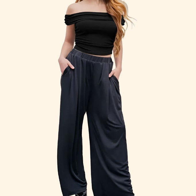 Stretchy High Elastic Wide Leg Pants