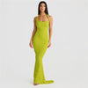 Summer Women's New Hanging Neck Backless Drawstring Long Dress Dress