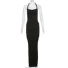 Summer Women's New Hanging Neck Backless Drawstring Long Dress Dress