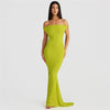 Summer Women's New Hanging Neck Backless Drawstring Long Dress Dress