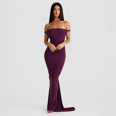 Summer Women's New Hanging Neck Backless Drawstring Long Dress Dress