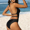 Deep V-neck halter back swimsuit