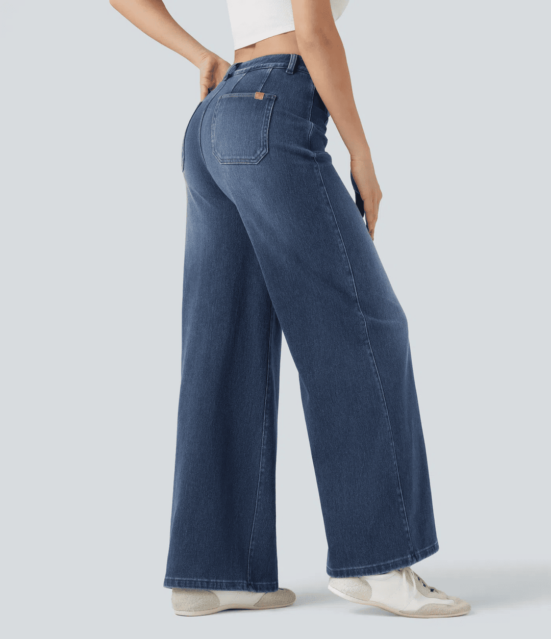 Slim-fit wide-leg casual jeans