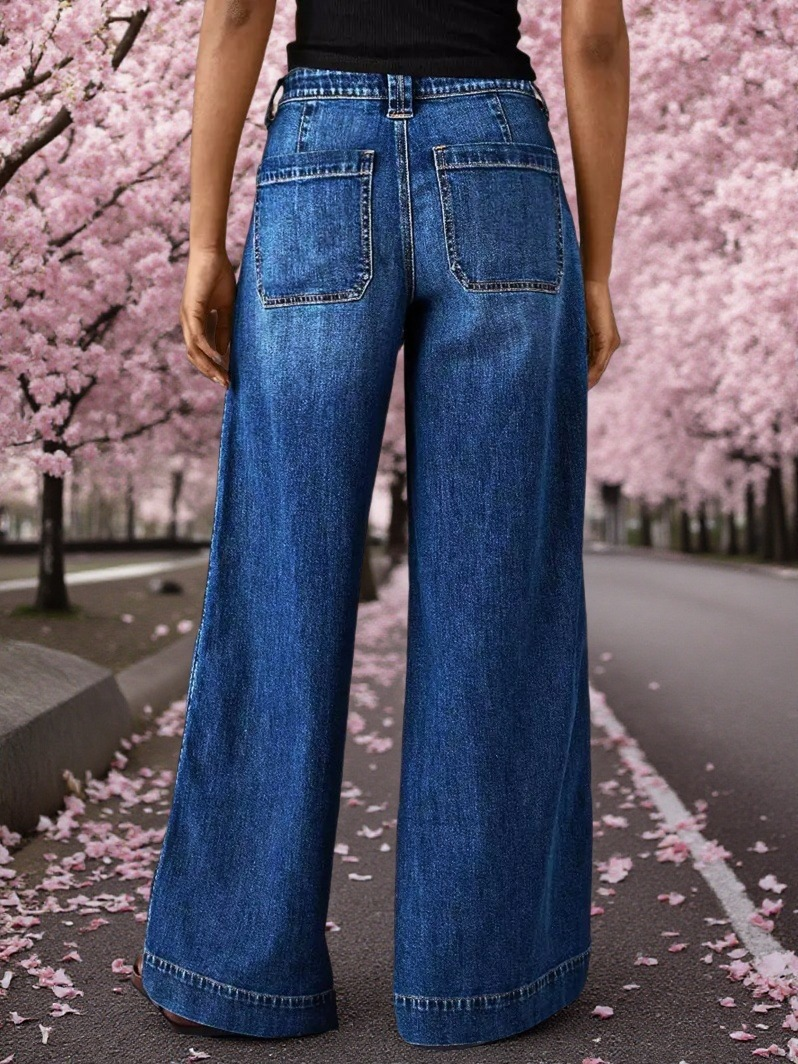 Stretch Flare Wide-Leg Jeans