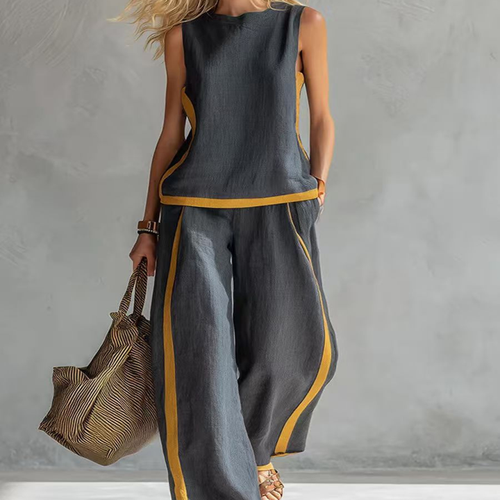 Sleeveless Colorblock Summer Two-Piece Set