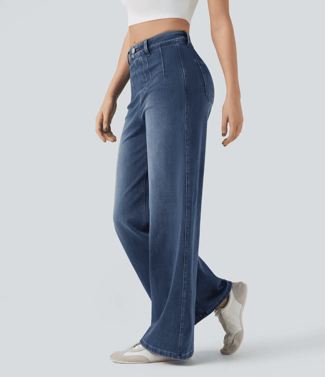 Slim-fit wide-leg casual jeans