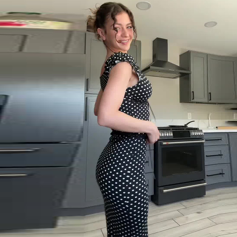 Sleeveless polka dot black bodycon suit