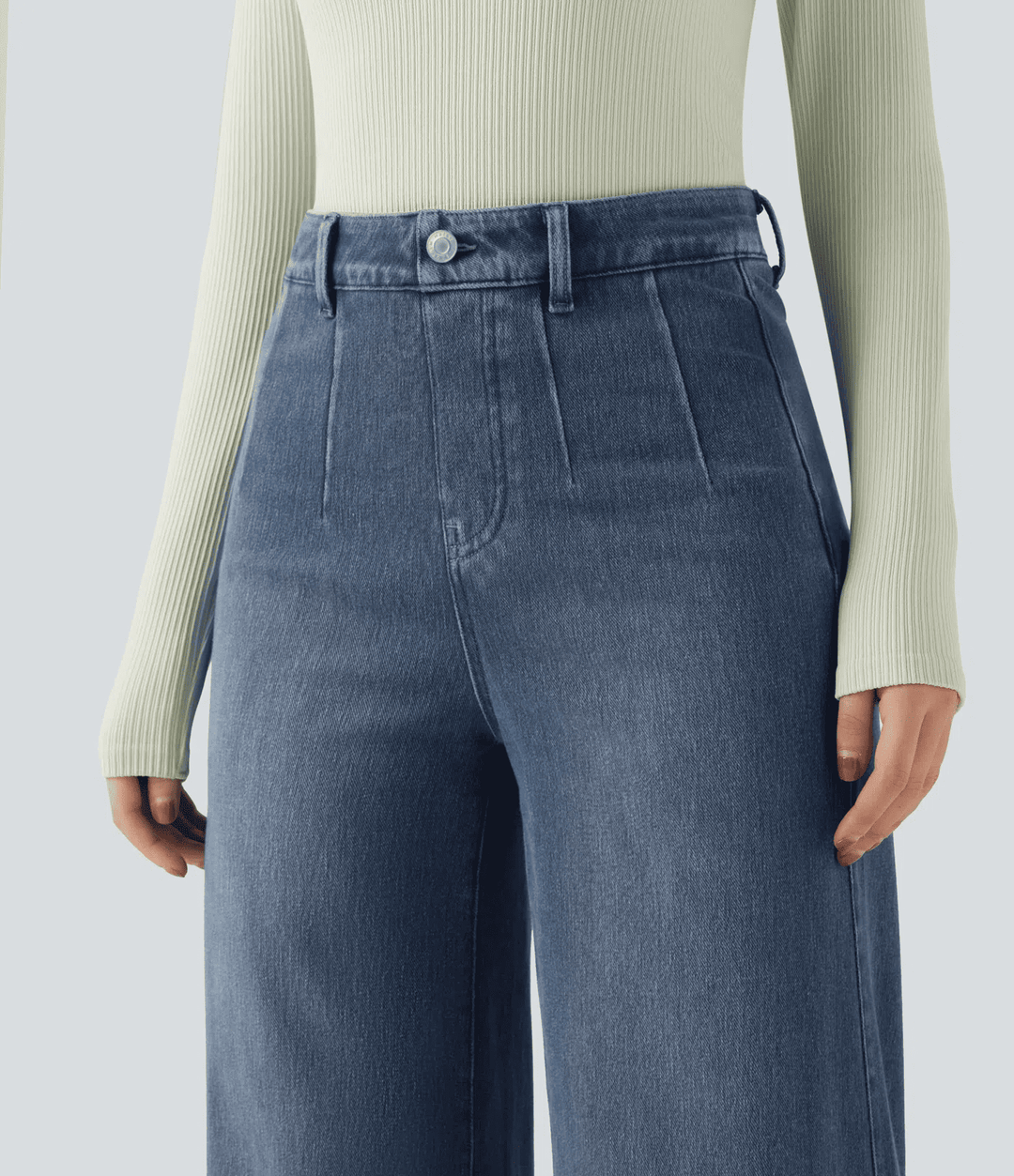 Slim-fit wide-leg casual jeans