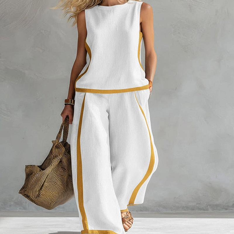 Sleeveless Colorblock Summer Two-Piece Set