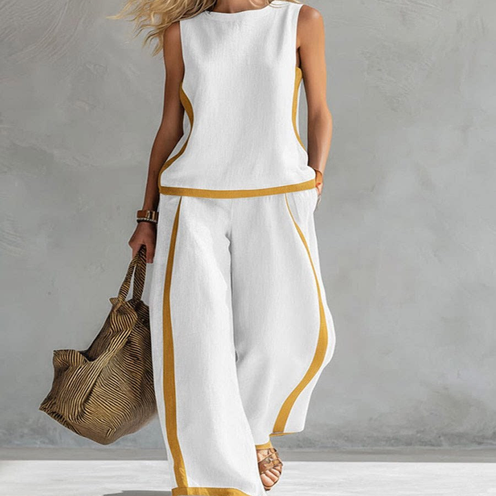 Sleeveless Colorblock Summer Two-Piece Set