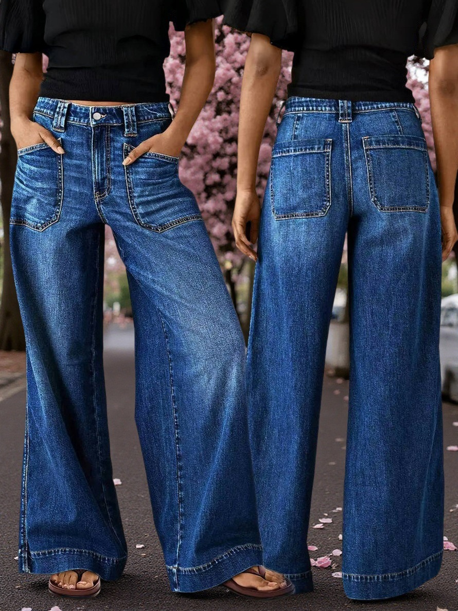 Stretch Flare Wide-Leg Jeans