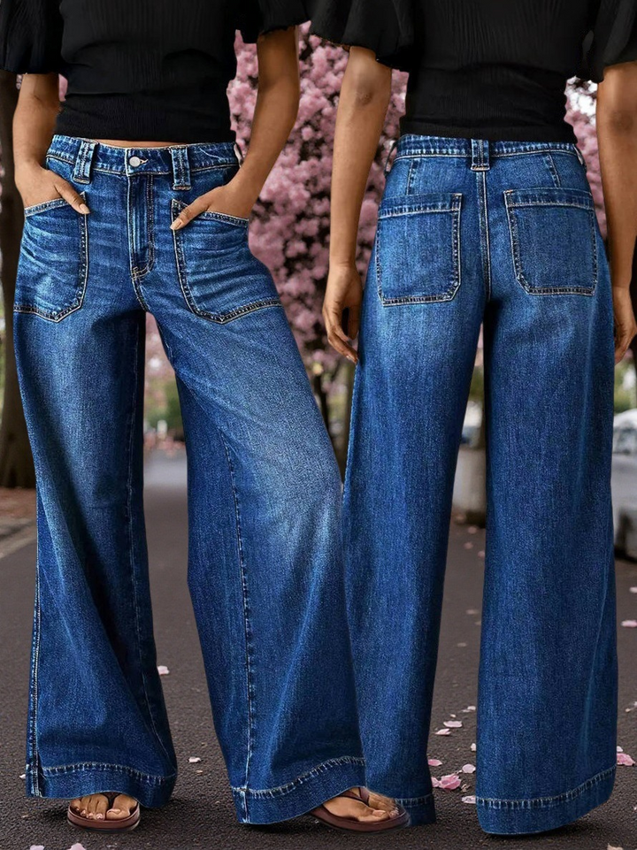 Stretch Flare Wide-Leg Jeans