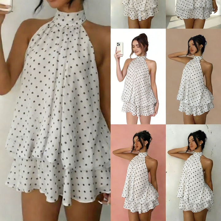 Halter Chiffon Mini Dress – Loose Vacation Style