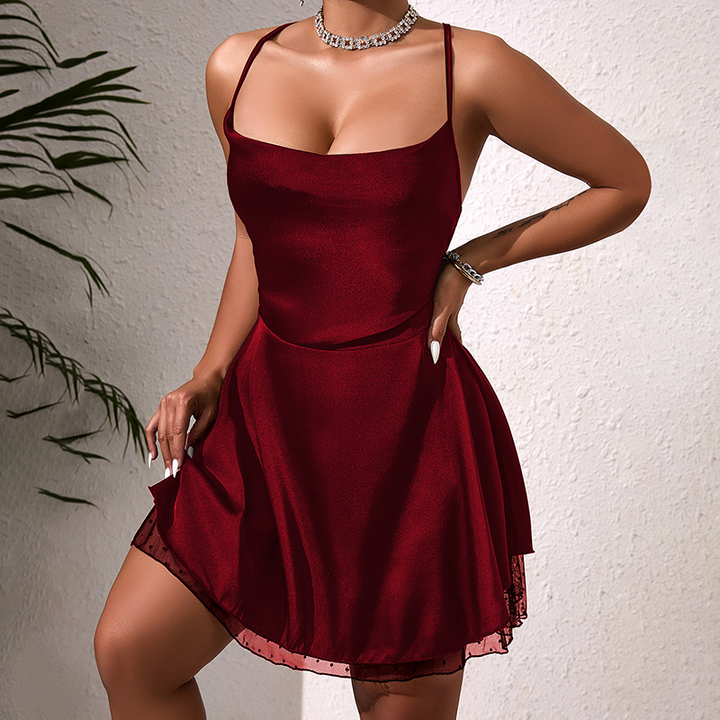 Satin backless cross-strap dress
