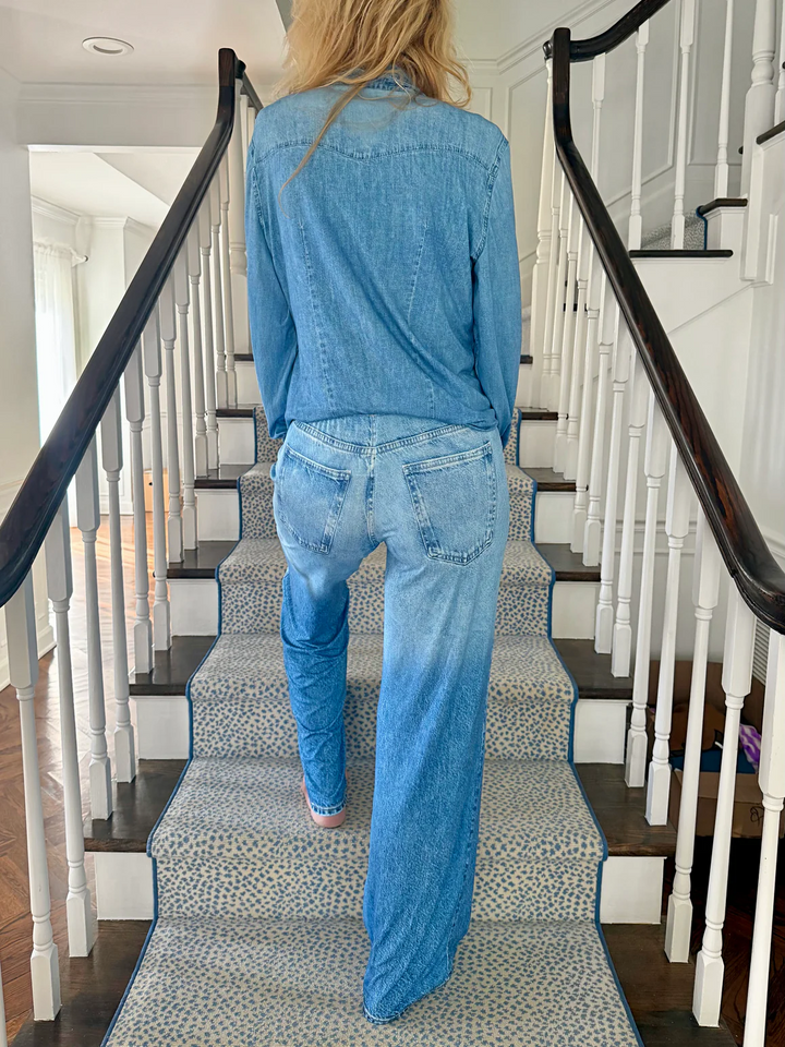 Loose-fitting printed faux denim suit