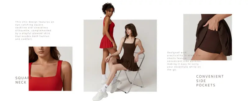 Women's square neck tennis dress