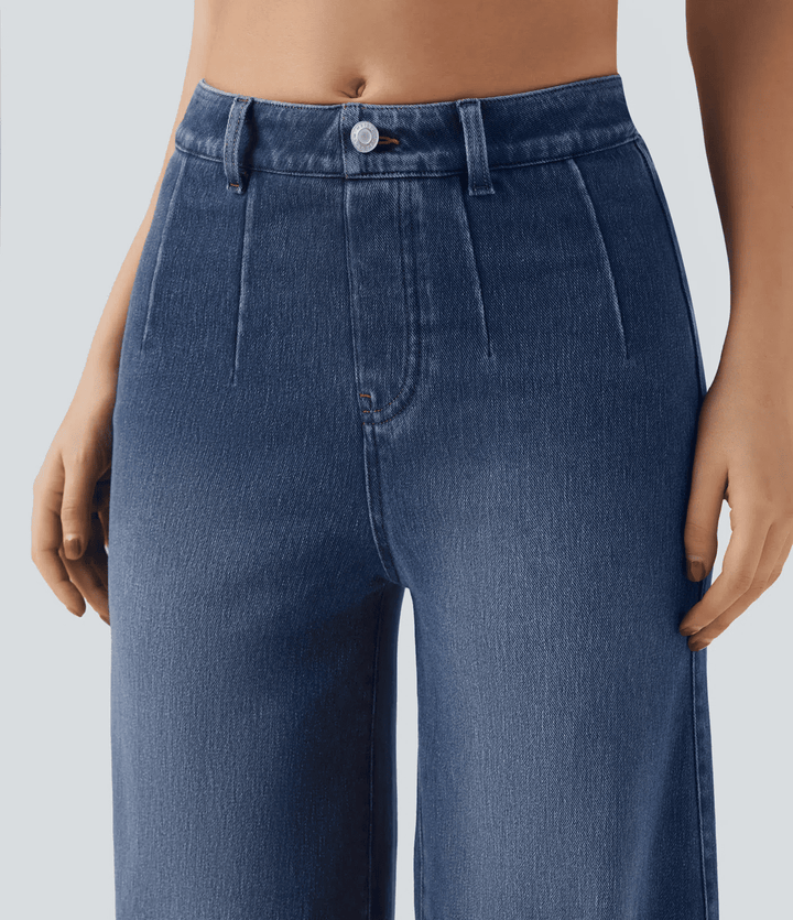 Slim-fit wide-leg casual jeans