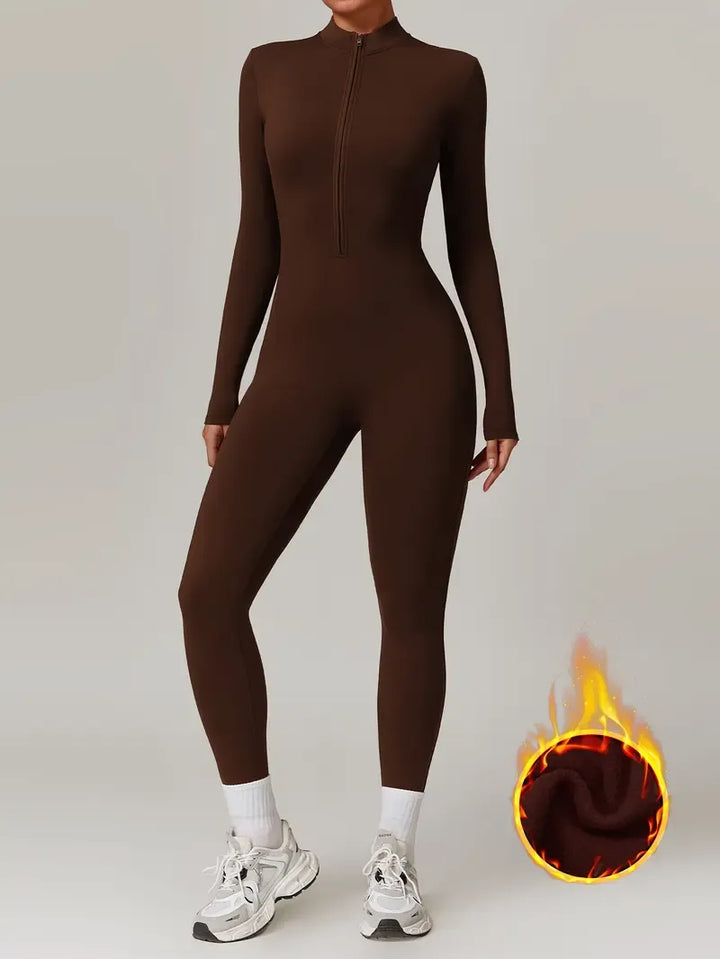 Women's Solid Zip Up Skiing Jumpsuit