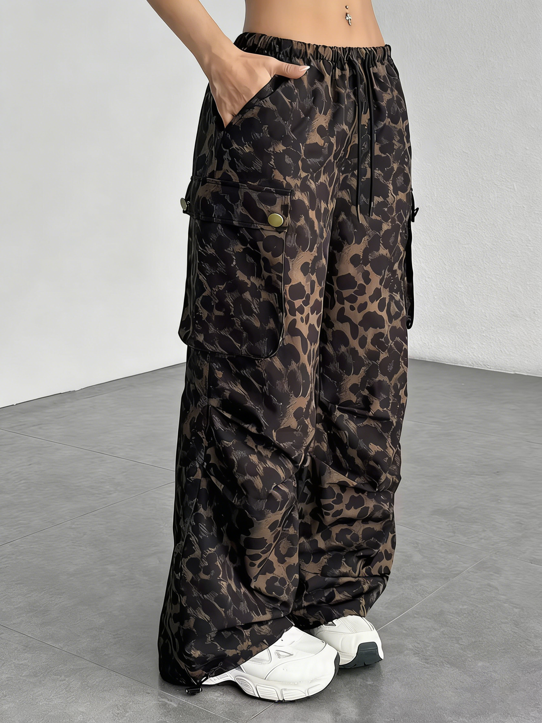 Leopard Print Cargo Pants