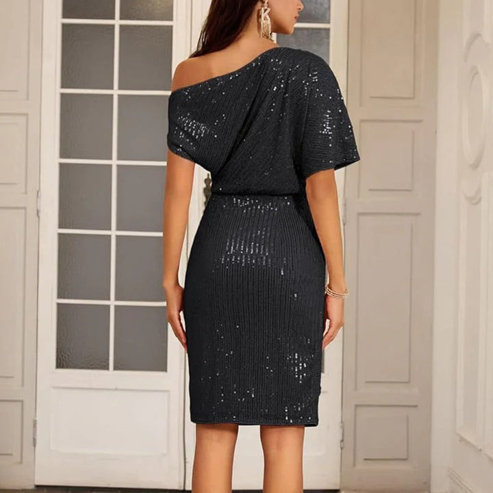 💜 Women's One-Shoulder Sequined Sparkling Dress