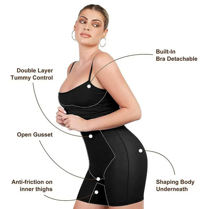 Belly-controlling waist-binding suspender miniskirt
