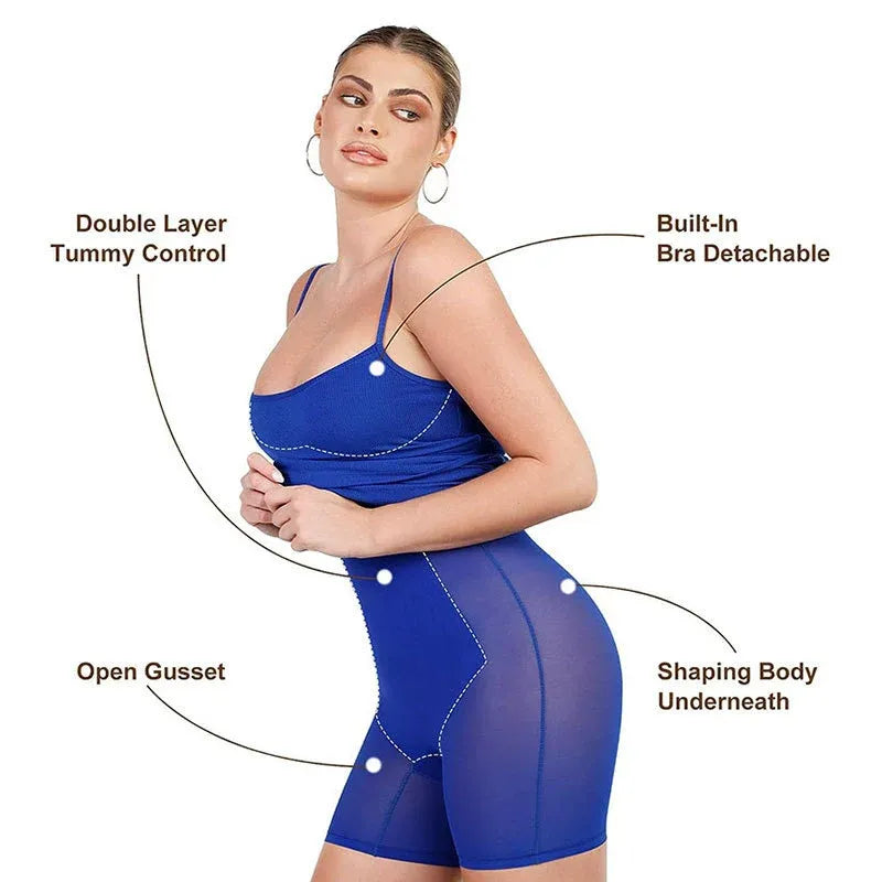Belly-controlling waist-binding suspender miniskirt