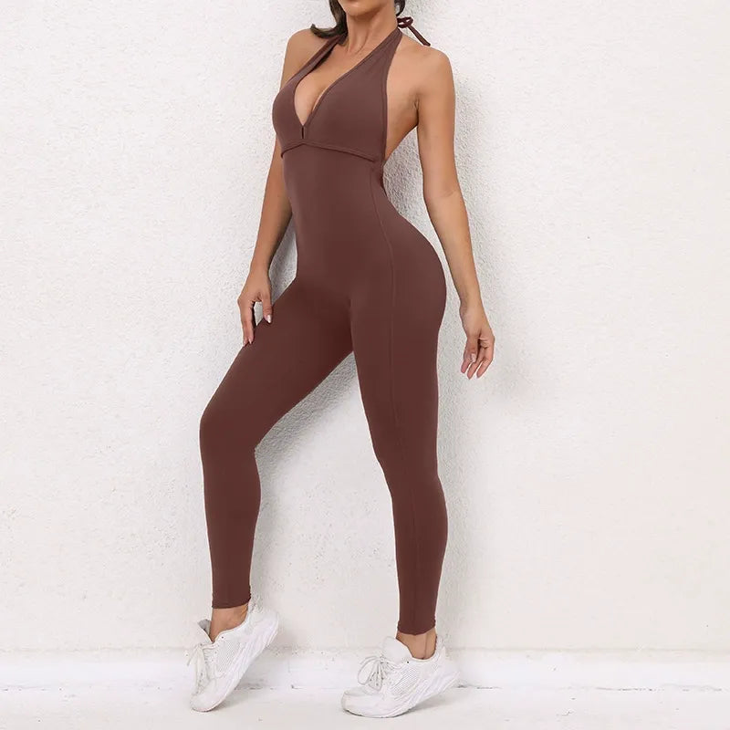 Halter neck tight hip-lifting jumpsuit