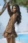 Mesh Long Sleeve Backless Dress