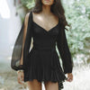 Mesh Long Sleeve Backless Dress