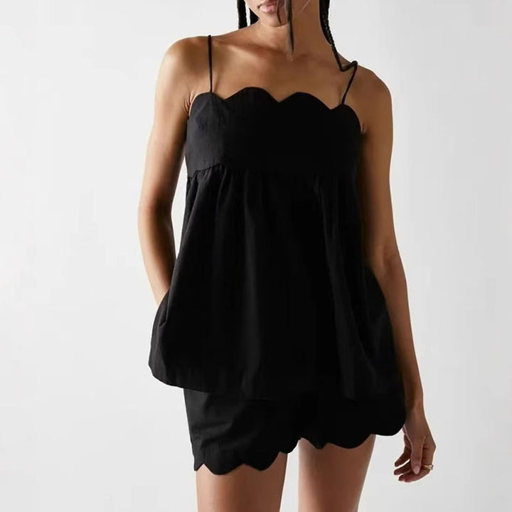 Summer suspender wave edge tie suit