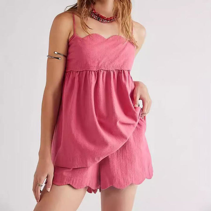 Summer suspender wave edge tie suit
