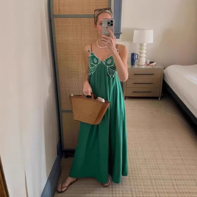 Fish embroidered slip dress