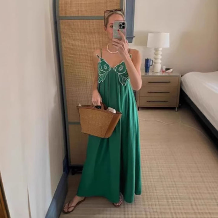 Fish embroidered slip dress