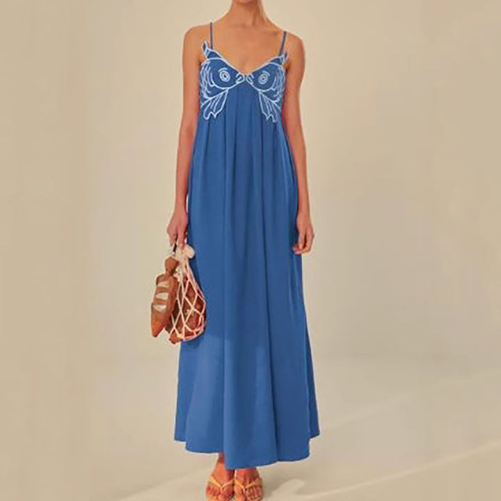 Fish embroidered slip dress