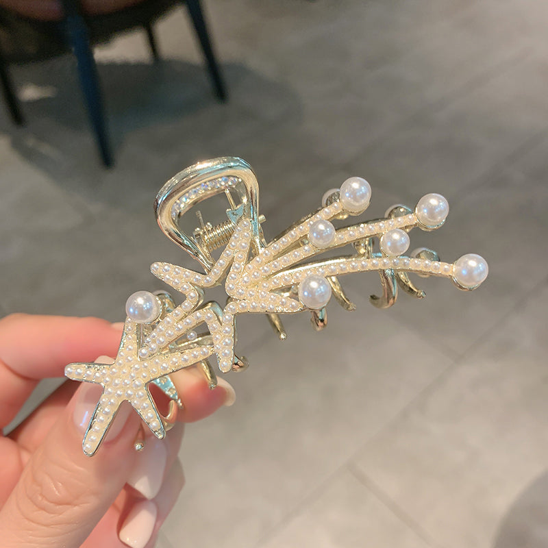 Starfish Diamond Pearl Hair Clip